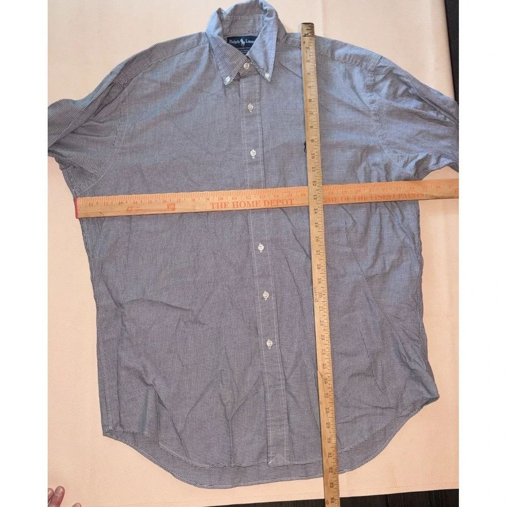 Polo Ralph Lauren Blake Navy Houndstooth Long Sleeve Button Down Mens Medium